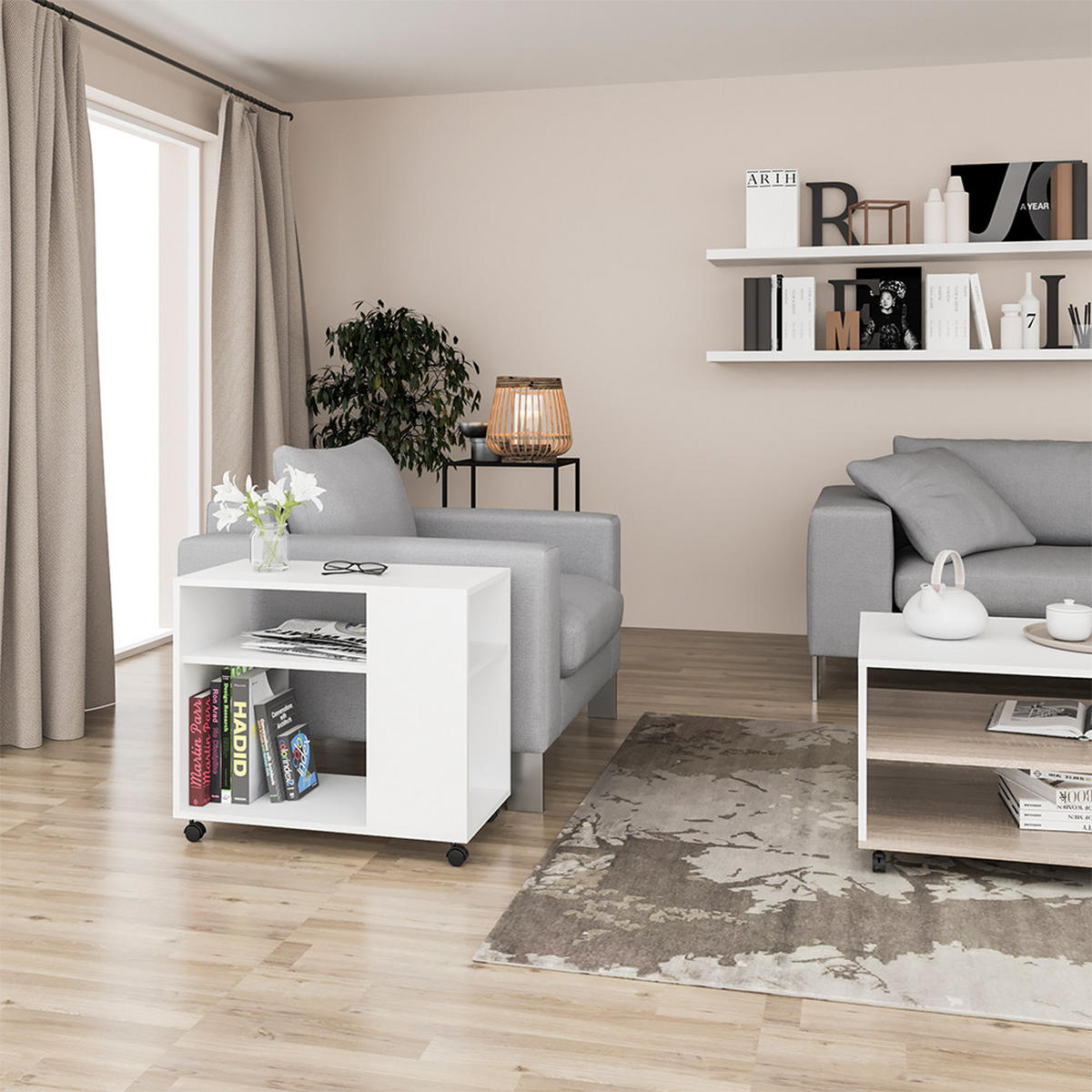 KONFERENČNÍ STŮL Rolli Bílá 70 x 35 cm - bílá, kompozitní dřevo (35/70/60cm) - Vicco