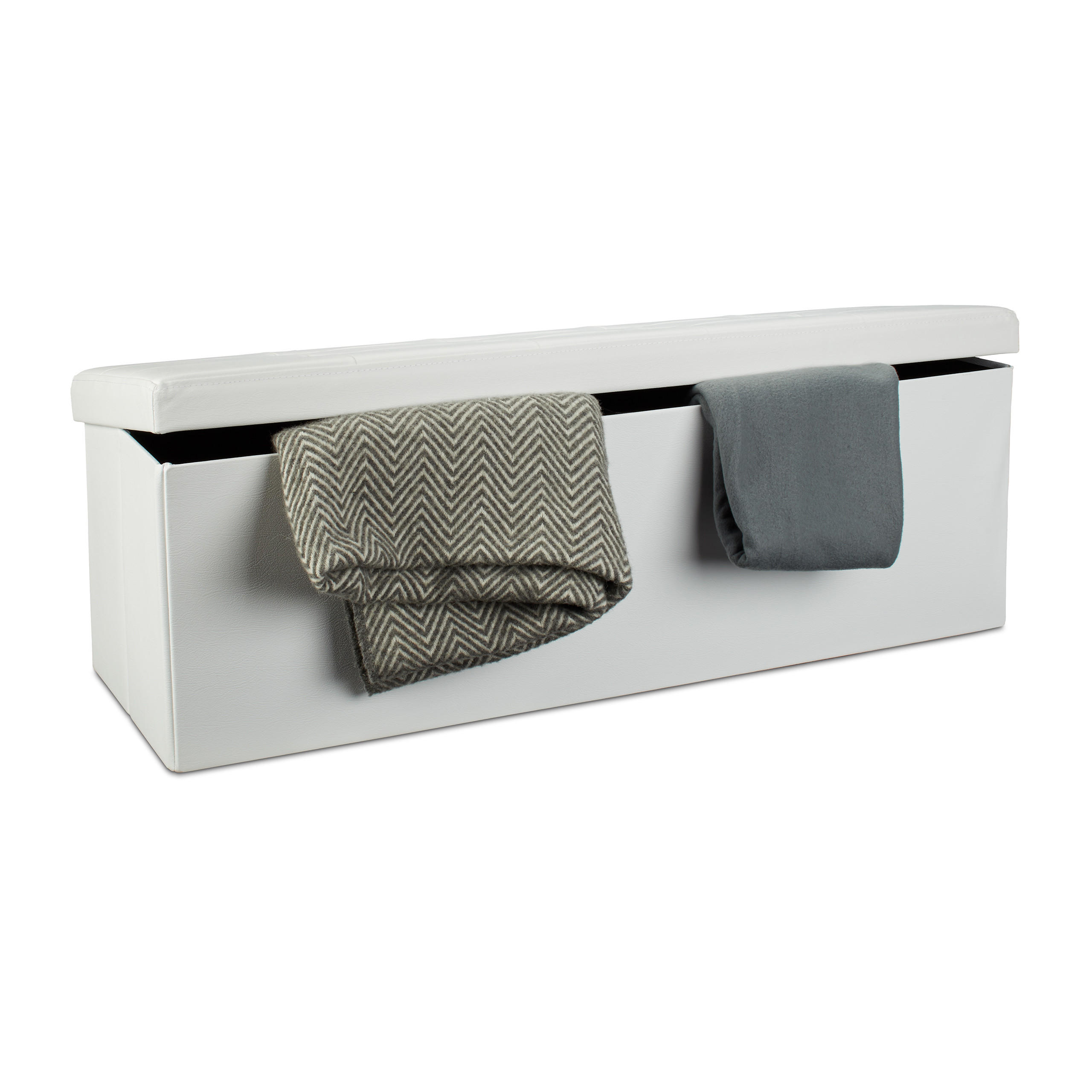 FALTBARE Sitzbank - Weiß, Holzwerkstoff/Kunststoff (38/38/114cm) - Relaxdays