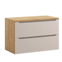 WASCHBECKENUNTERSCHRANK 90 cm 2 Teile - Ocean Beige O BM442 in Beige / Geölter Eiche - Beige, Holz (90/57/46cm)