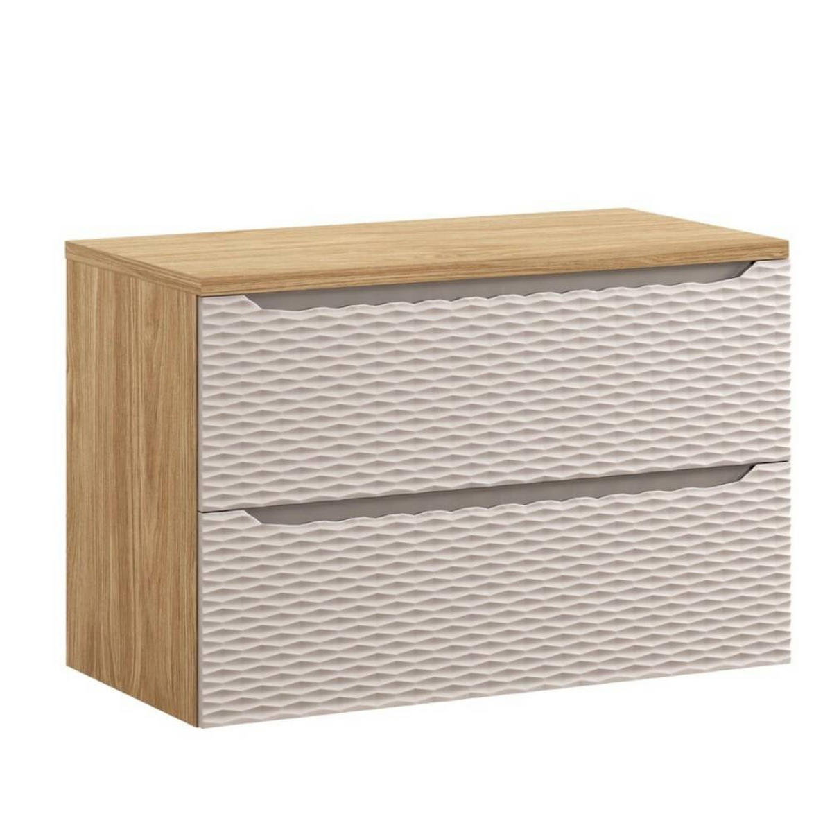 WASCHBECKENUNTERSCHRANK 90 cm 2 Teile - Ocean Beige O BM442 in Beige / Geölter Eiche - Beige, Holz (90/57/46cm)