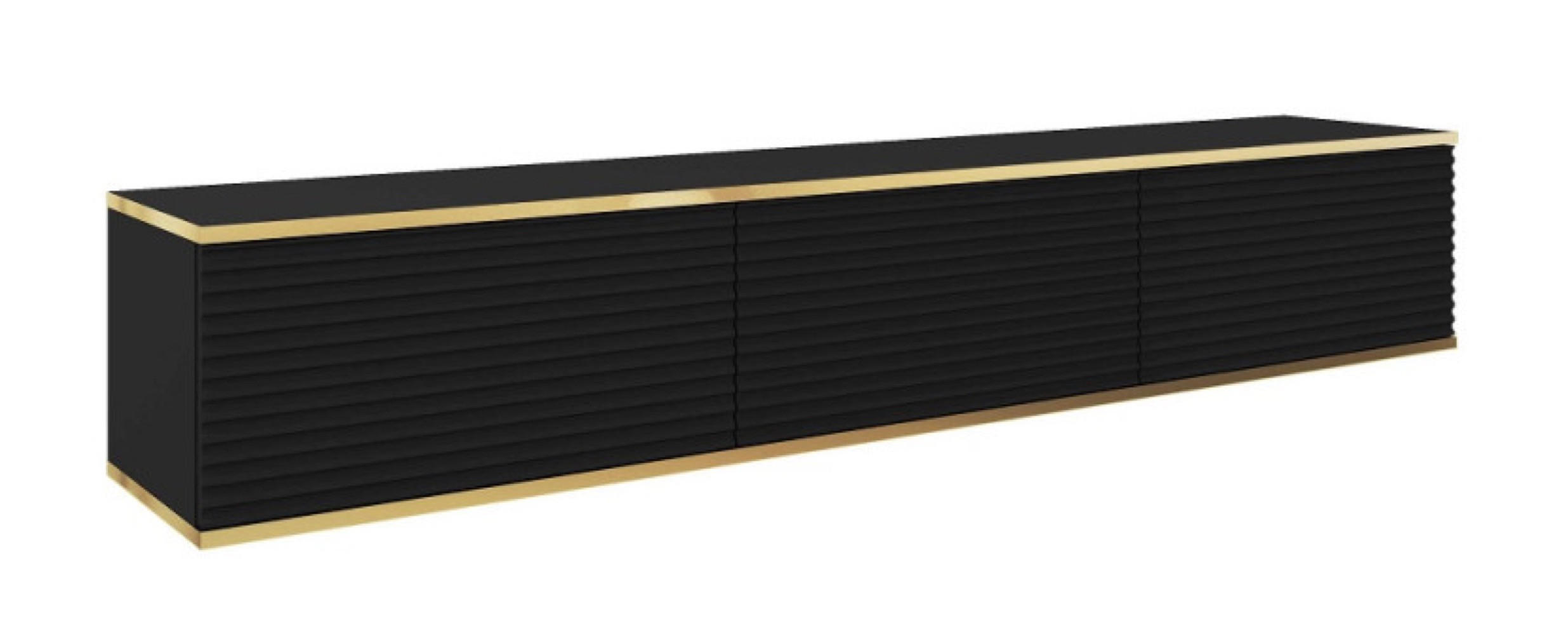 SCHRANK Schwarz POLO Hängend MDF Gerillt 175 cm - Schwarz, Holzwerkstoff (175/30/32cm) - Sepro Meble