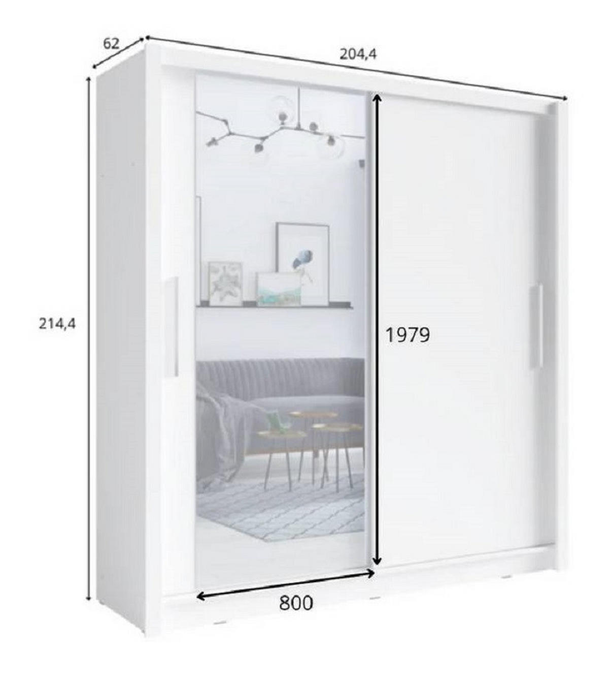 SCHIEBETÜRENSCHRANK BAKU 12 - 204/214/62 cm 2-Türig Sonoma Oak - Sonoma Eiche, Holz/Holzwerkstoff (204.4/214.4/62cm)