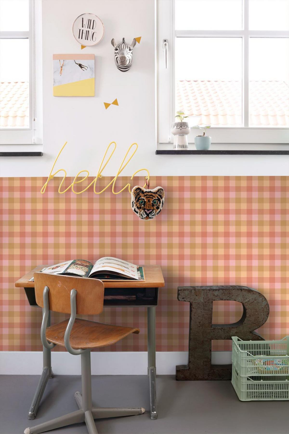 TAPETE Karomuster 50 x 900 cm - Pink, Papier (50/0.1cm) - ESTAhome