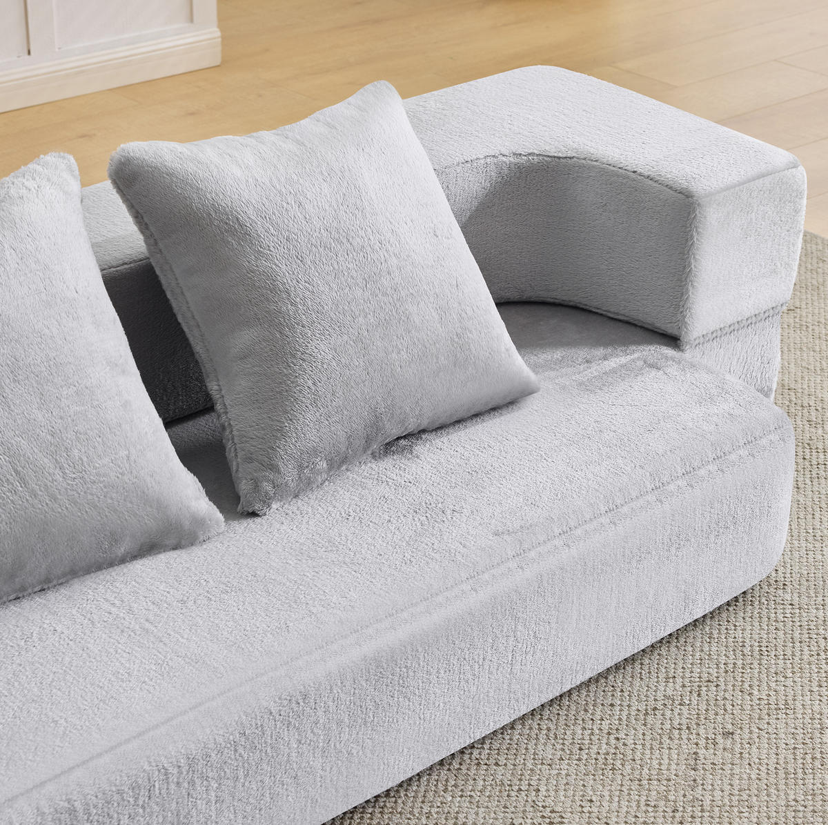 SCHLAFSOFA aus Schaumstoff Hellgrau 2-in-1 als Sitzsofa und Schlafmöglichkeit mit Memory-Schaum und Kissen - Hellgrau, Kunststoff (190/48/52cm) - Modfu