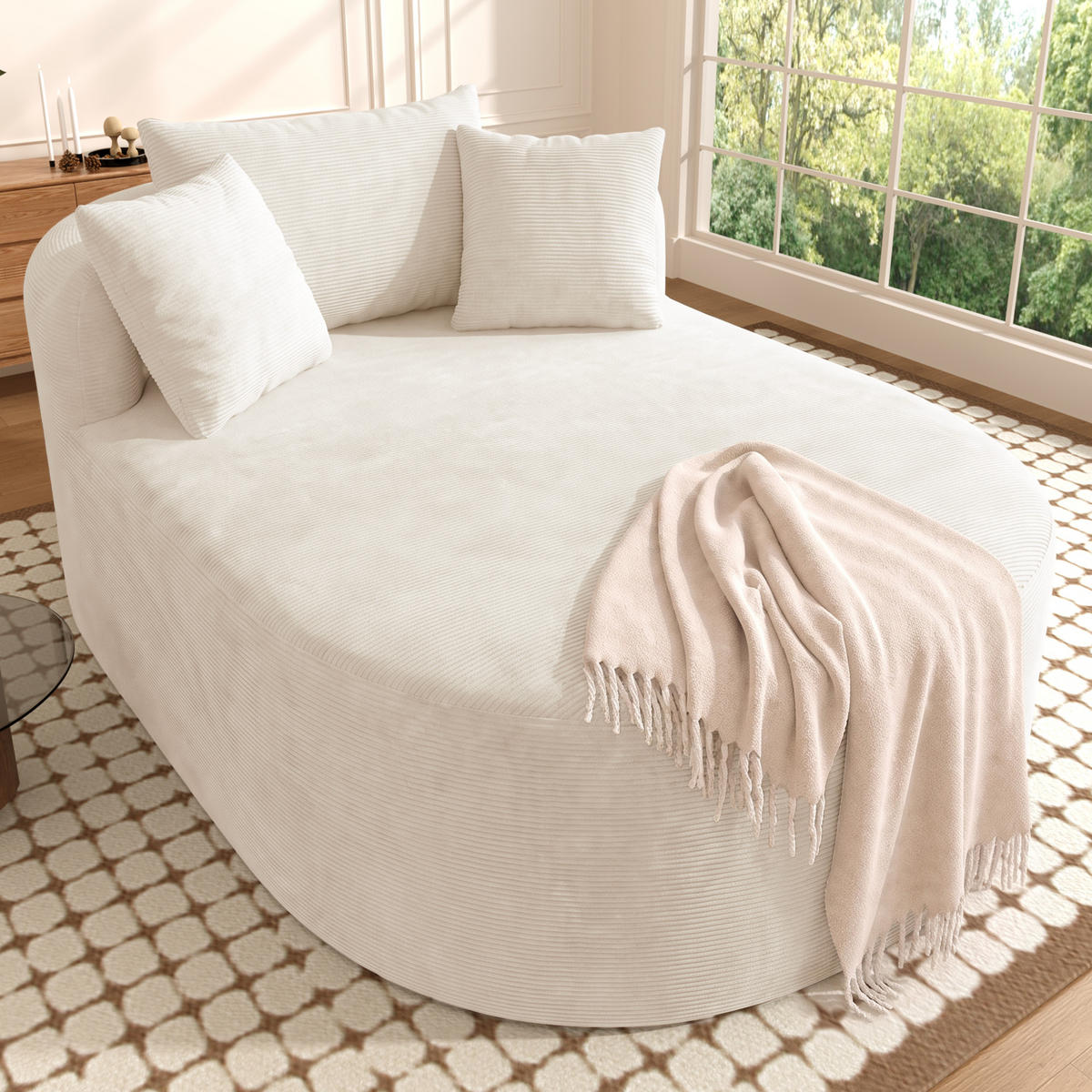 XXL-SESSEL montagefrei mit 122 cm Sitztiefe, DE-42520, Hellbeige - Beige, Textil (170/83/112.5cm) - ComfortXL