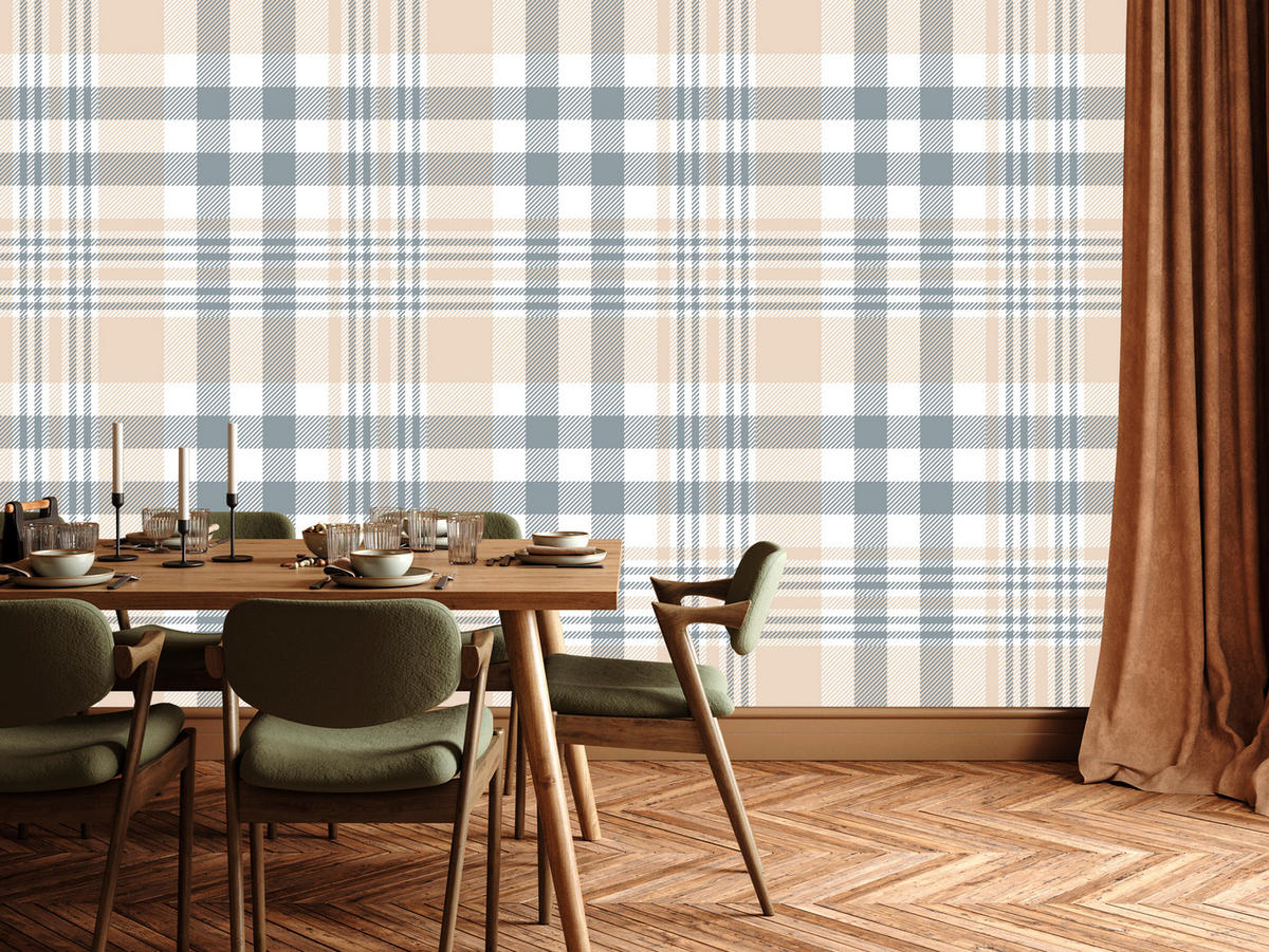 VLIESTAPETE Klassisches Karomuster – Beige, Grau, Weiß – 50x1000 cm - Beige/Weiß, Papier (50/1000cm) - Muralo