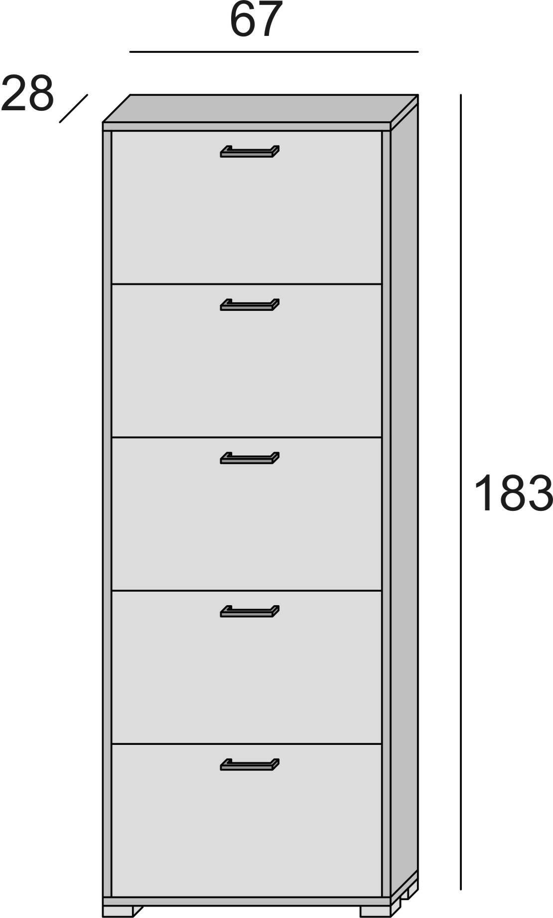 SCHUHSCHRANK Lärche 28/67/183 cm - Braun, Holzwerkstoff (67/183/28cm) - DMORA