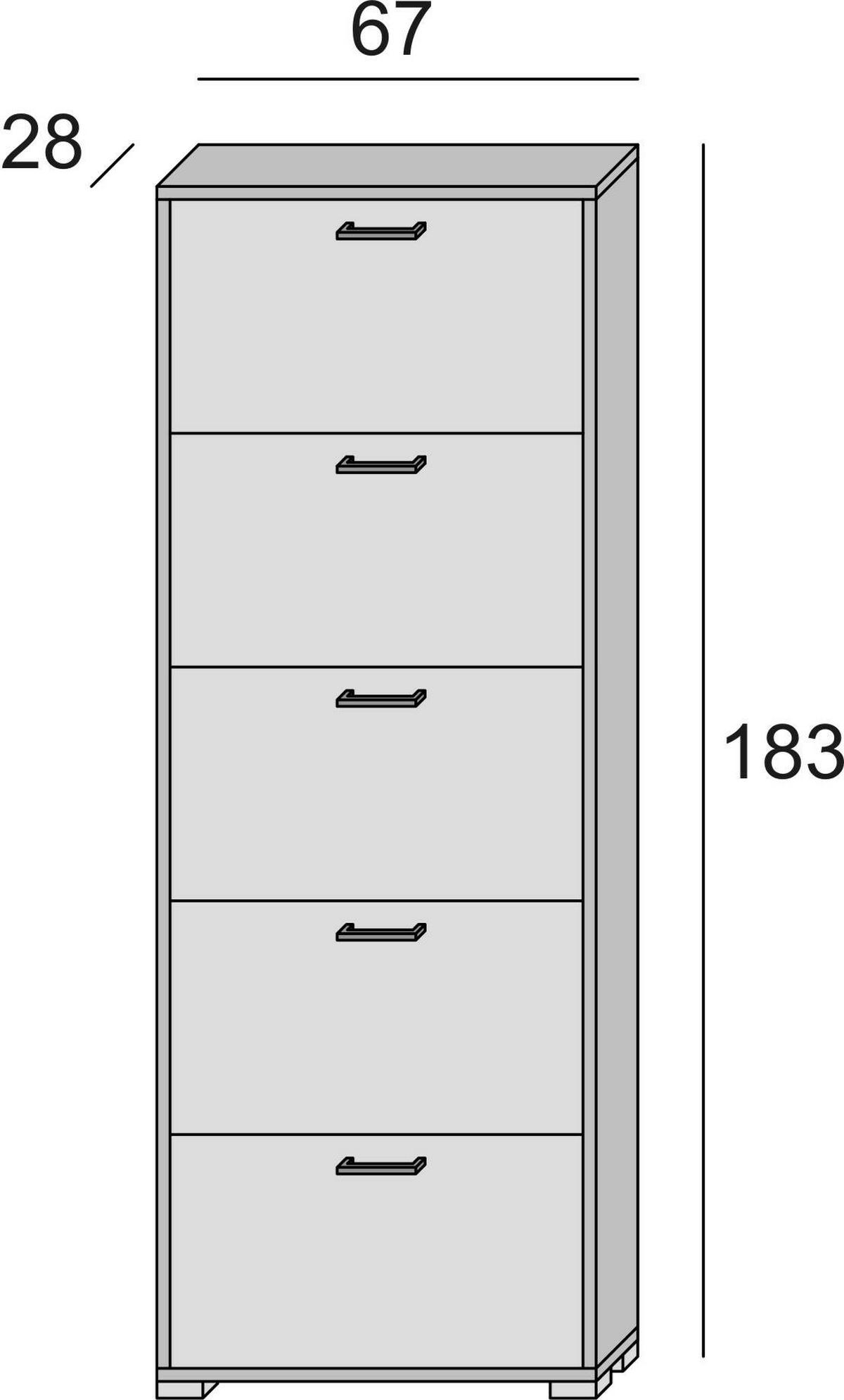 SCHUHSCHRANK Lärche 28/67/183 cm - Braun, Holzwerkstoff (67/183/28cm) - DMORA