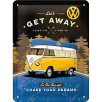 BLECHSCHILD 15/20 cm Volkswagen VW Bulli Let's Get Away Night - Multicolor, Metall (15/20/0.5cm) - Nostalgic-Art