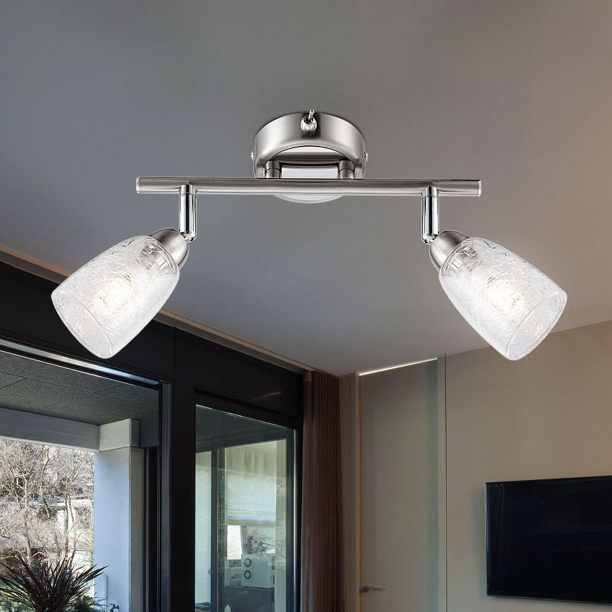 LED DECKENLEUCHTE CRASH Silber Chrom - Silberfarben, Glas (25/6/11cm) - Globo Lighting