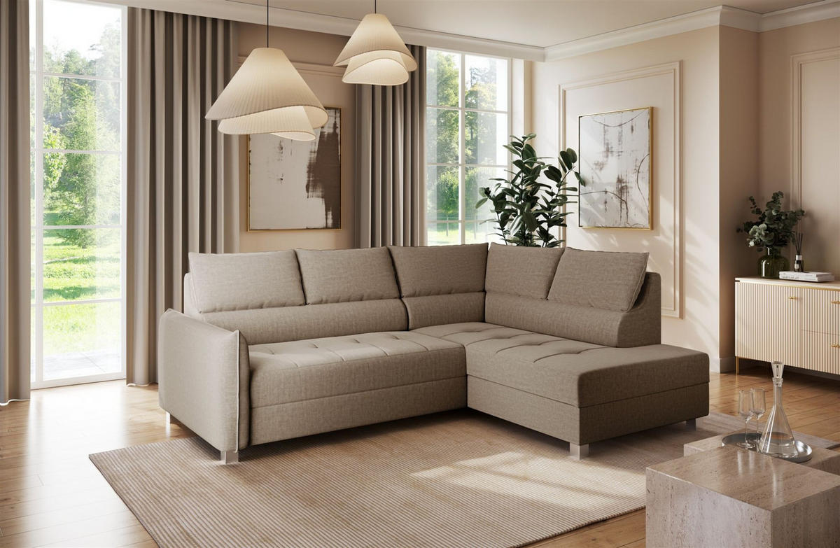 ECKSOFA Marno - Taupe, Holzwerkstoff/Textil (260/200cm) - Fun Möbel