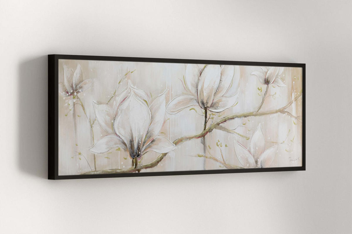 ÖLGEMÄLDE 150/50 cm - Beige/Weiß, Holz/Textil (150/50cm) - KUNSTLOFT