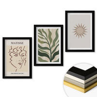 WANDBILDER 3er-Set - 20x30 cm Schwarzer Rahmen - Abstrakte Pflanzenmuster - Schwarz, Kunststoff (20/30cm) - ArtPrintCave