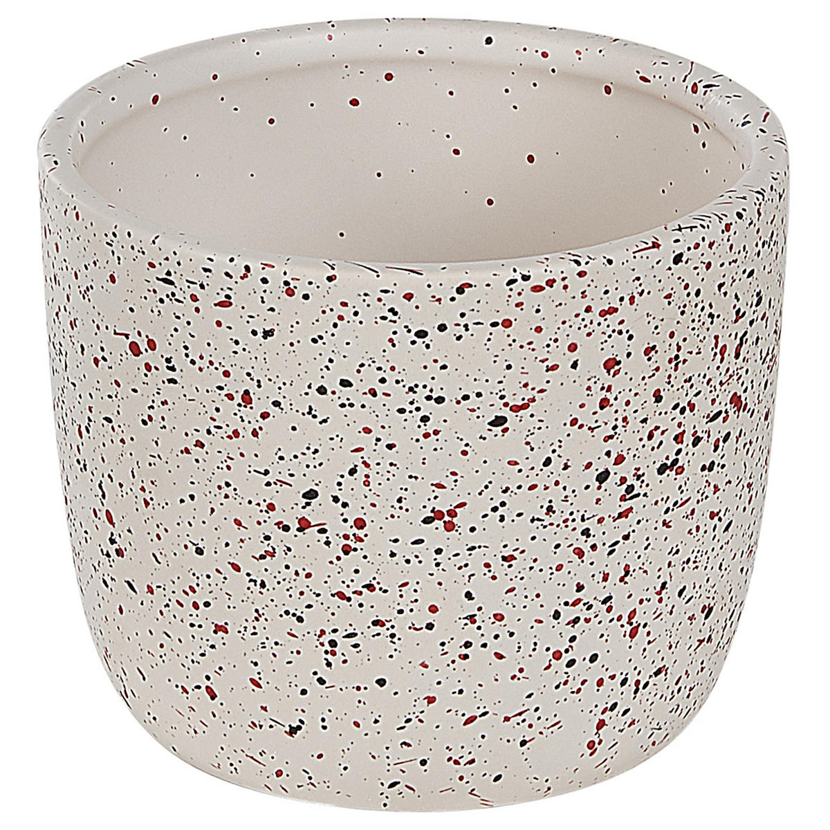 BADEZIMMER Set 6-teilig Keramik weiß Terrazzo Optik Palmilla - Rot/Schwarz, Stein (13/20/11cm) - Beliani