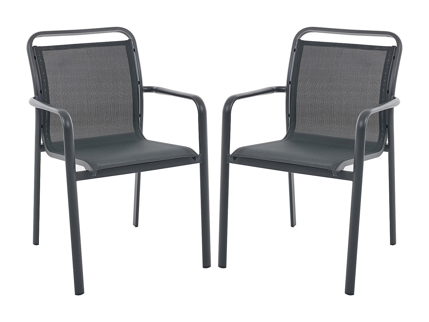 GARTENSTUHL 2er-Set - 57 cm x 60 cm - Metall - Anthrazitgrau - VELYRA - Anthrazit, Metall (57/85/60cm) - Vente-Unique