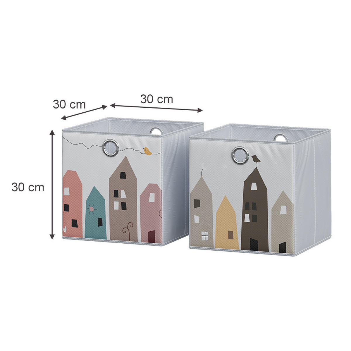 FALTBOX Grau (Stadt) 30 x 30 cm (Motiv Stadt) - Braun/Grau, Wellpappe (30/30cm) - Vicco