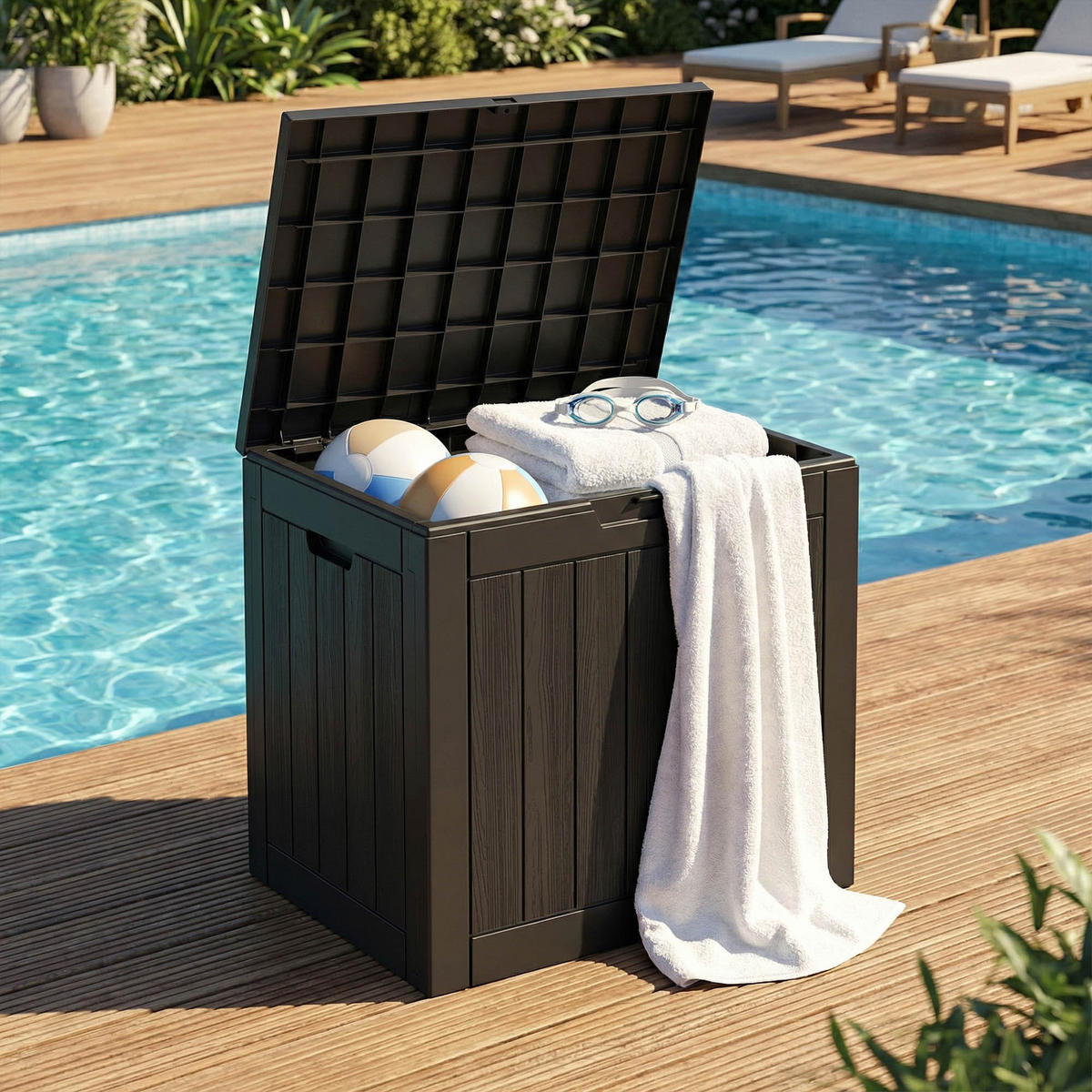 GARTENBOX 117L Schwarz - Schwarz, Kunststoff (56/53.2/43.1cm) - Akord