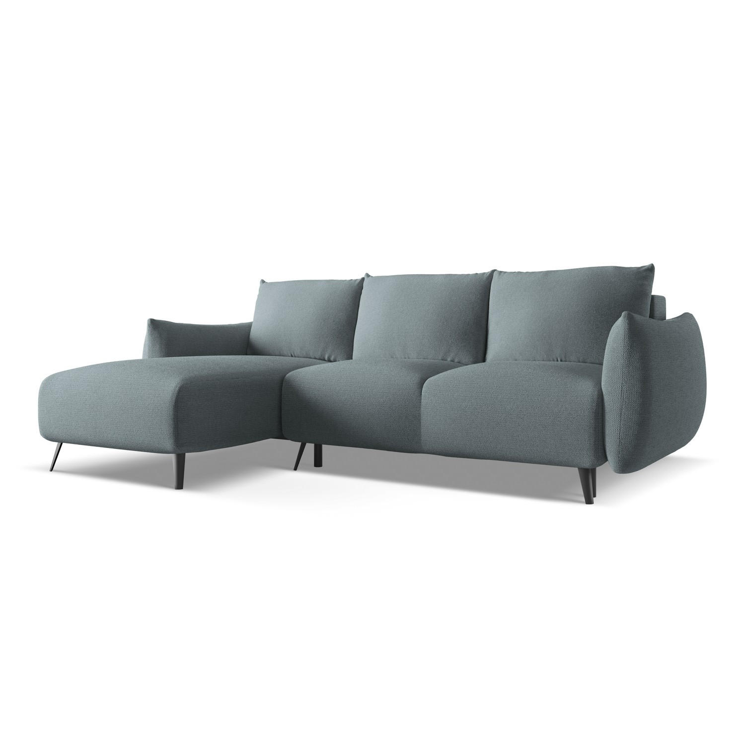 ECKSOFA mit Schlaffunktion Chenille Stoff Blau - Blau/Blaugrau, Textil/Metall (162/242cm) - LaMiaSofa