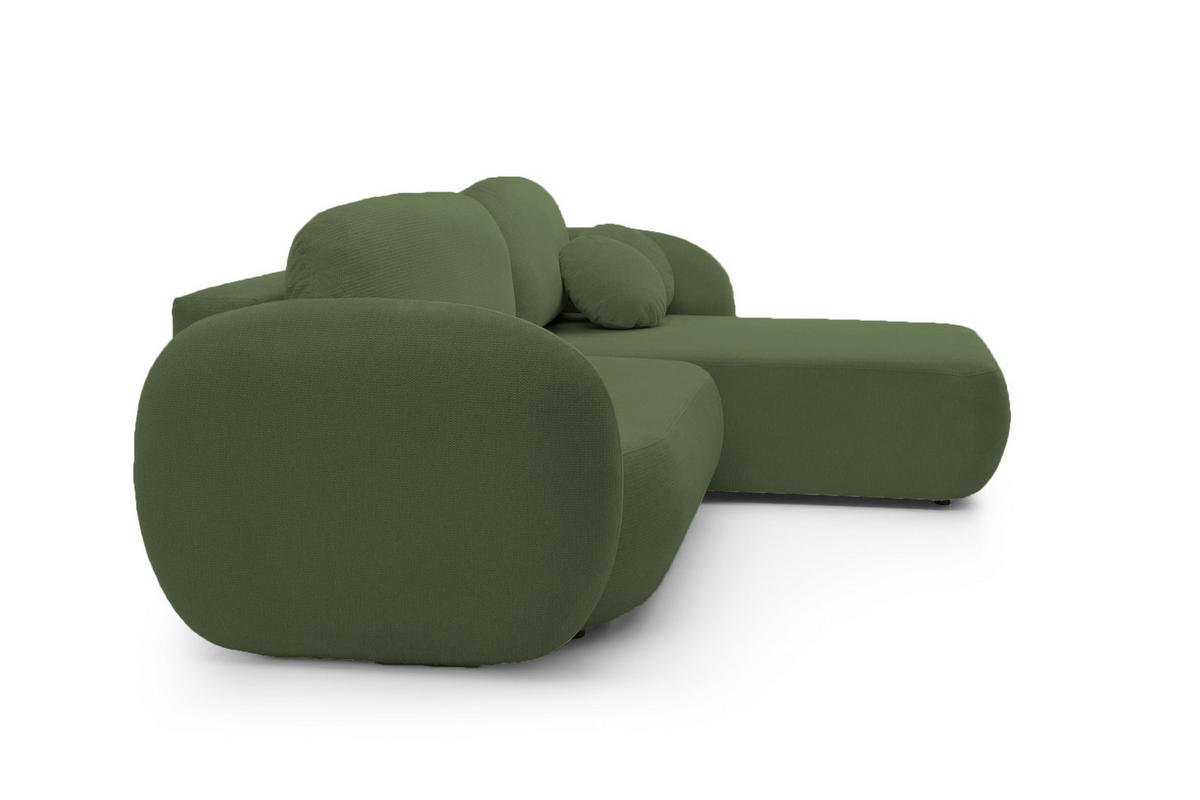 ECKSOFA OLIO L-Form Schlaffunktion mit Bettkasten, lose Rückenkissen, freistehend, RECHTS 248x174 cm Green - Grün, Holz/Textil (248/174cm) - DomoHome