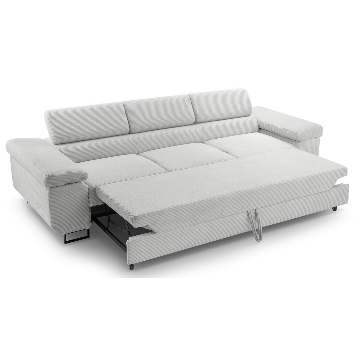 3-SITZER SOFA Capurso Hellbeige Cord - Ecru/Schwarz, Textil/Metall (274/90/98cm) - Selsey