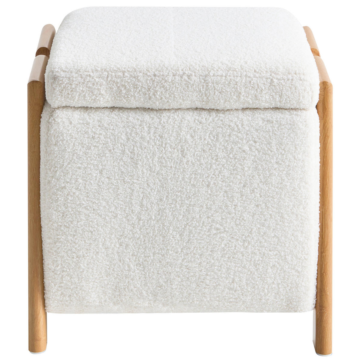 POUF cu spațiu de depozitare bouclé 45 cm alb Edland - alb, material textil (45/44/43cm) - Beliani
