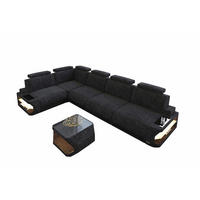 ECKSOFA Siena Schwarzgrau Schwarz Strukturstoff - Schwarz, Kunststoff (347/197cm)