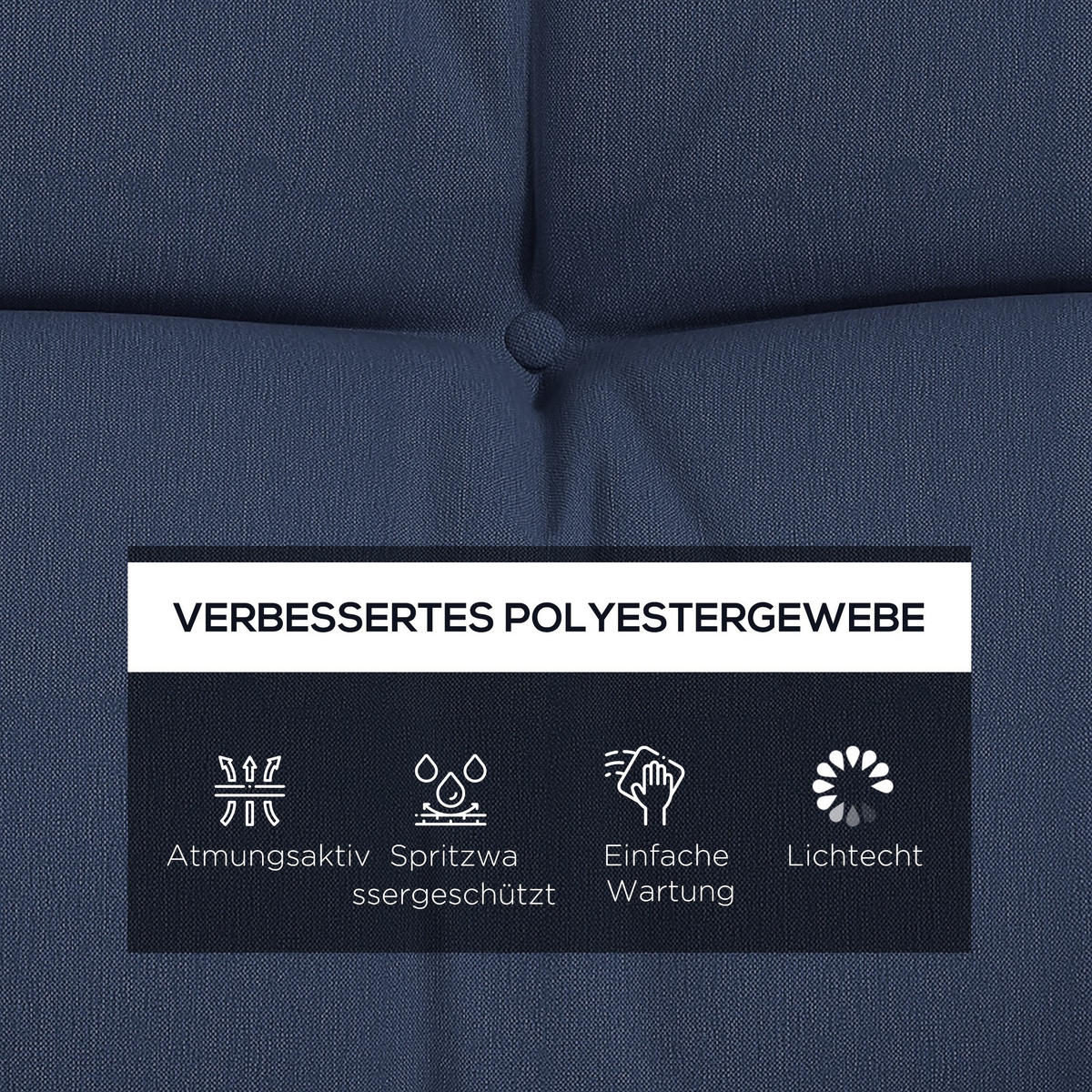 SADA 4 sedacích polštářů z polyesteru a bavlny PP, tmavě modrá - modrá, textil (50/12/150cm) - Outsunny