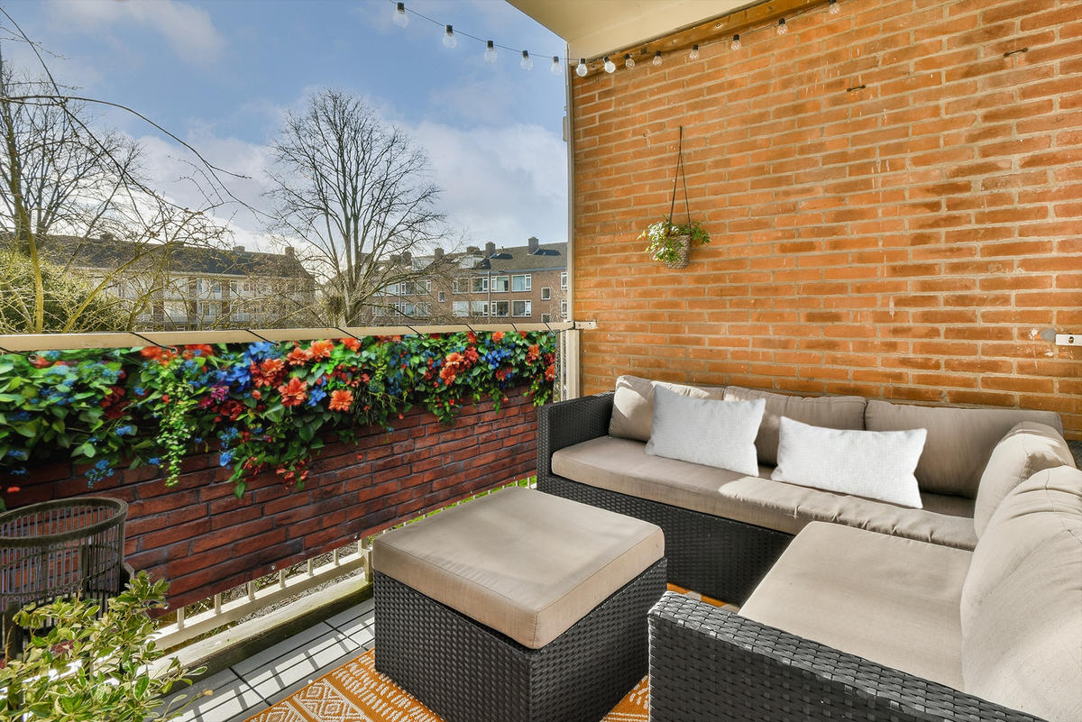 BALKON-SICHTSCHUTZ Blumen - Wand - Grün - Orange - Rotbraun, Kunststoff (300/100cm) - MuchoWow