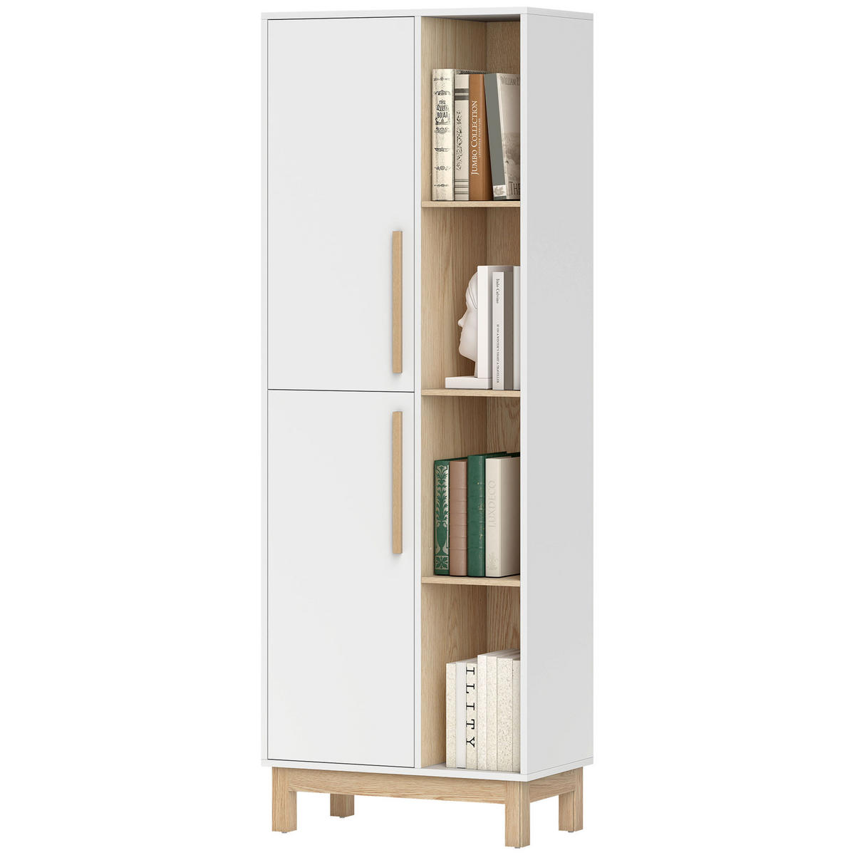 BÜCHERREGAL DE-08520 4 offene Regale & 2 Schränke Weiß - Weiß, Holzwerkstoff (35/176/62.5cm) - ComfortXL