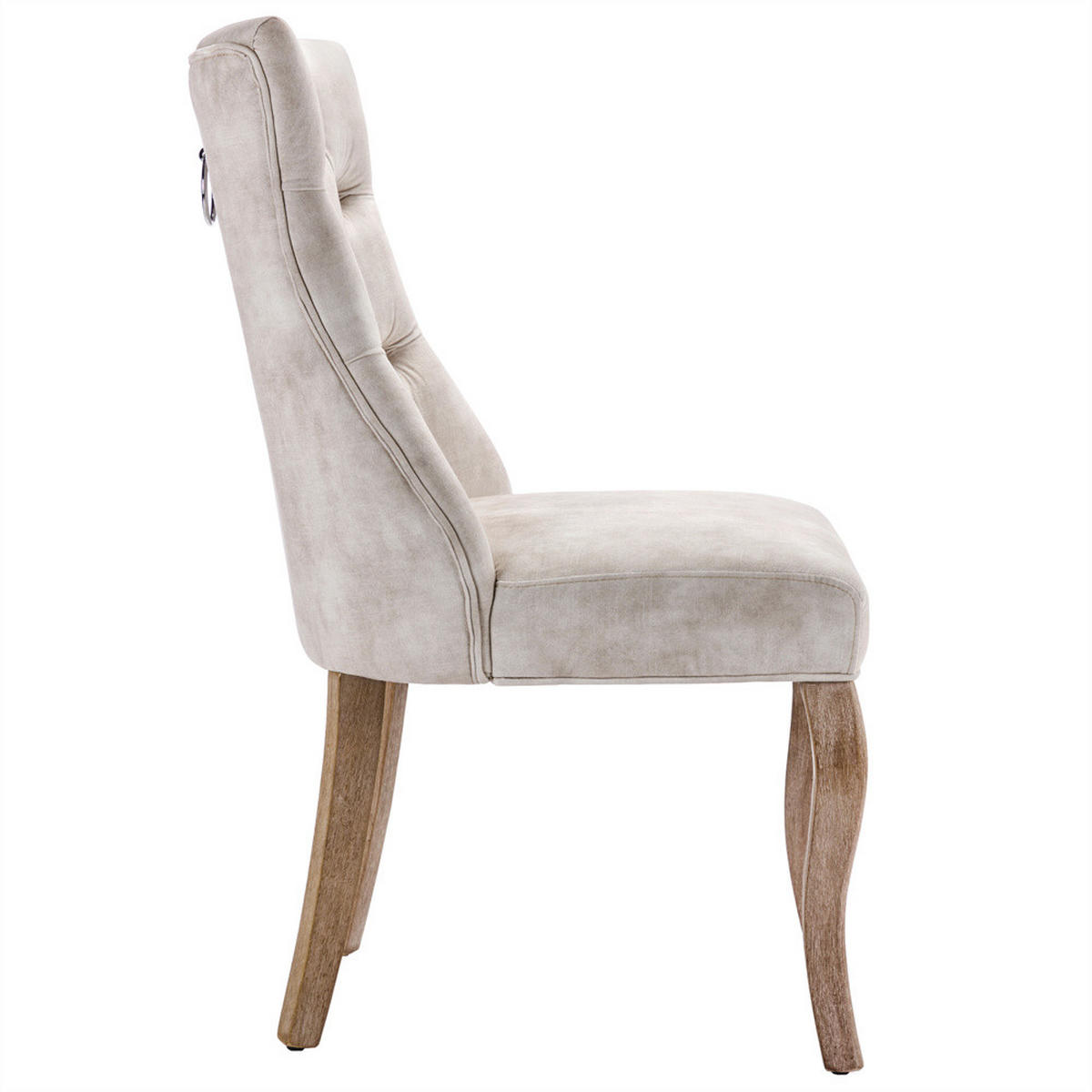 STUHL-SET 6 Stück in Hellbeige Samt - Beige, Holz/Fell (47/97/51cm) - KOMHTOM
