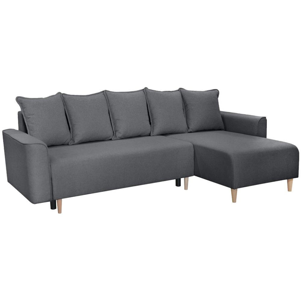ECKSCHLAFSOFA Willow dunkelgrau - Dunkelgrau, Textil (225/150cm) - Beautysofa