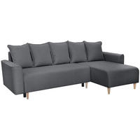 ECKSCHLAFSOFA Willow dunkelgrau - Dunkelgrau, Textil (225/150cm) - Beautysofa