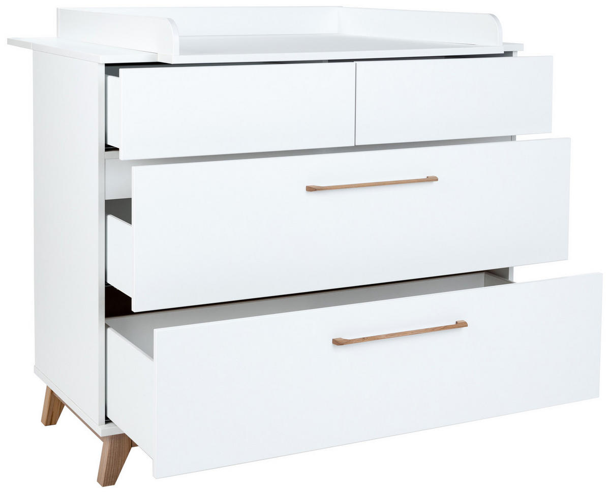 WICKELKOMMODE LINA Soft-Close / Push-to-open - Walnussfarben/Weiß, Holz/Holzwerkstoff (115/96/77cm) - arthur berndt