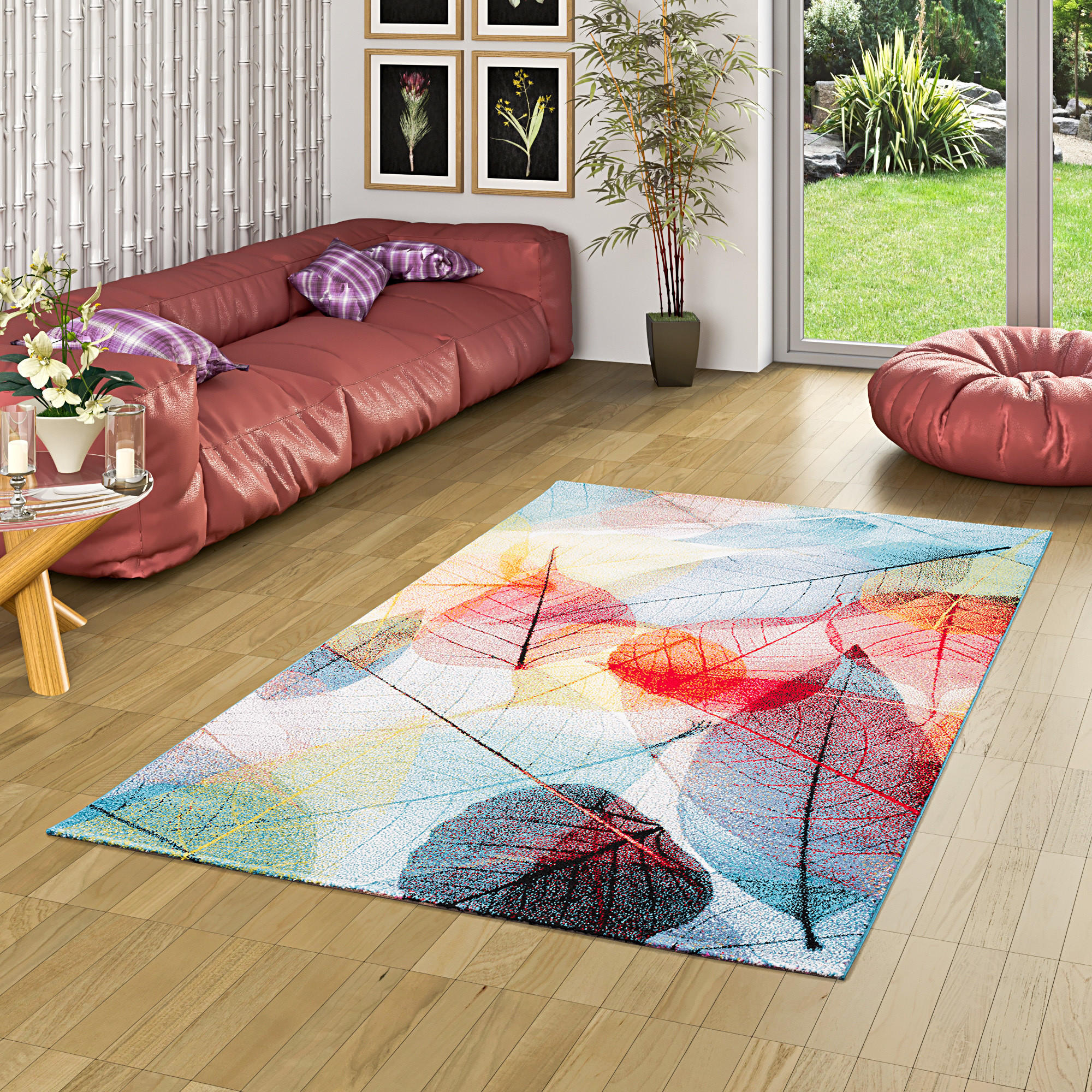 DESIGNER TEPPICH FARO TROPICAL BLÄTTER - Multicolor, Textil (140/200cm) - Pergamon