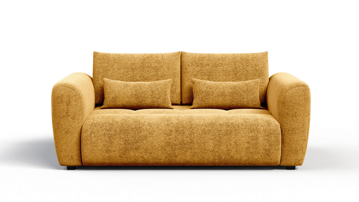 SOFA SORENO 3-Sitzer, gelb - Gelb/Schwarz, Holz/Textil (214/94/114cm) - Courtois Laville