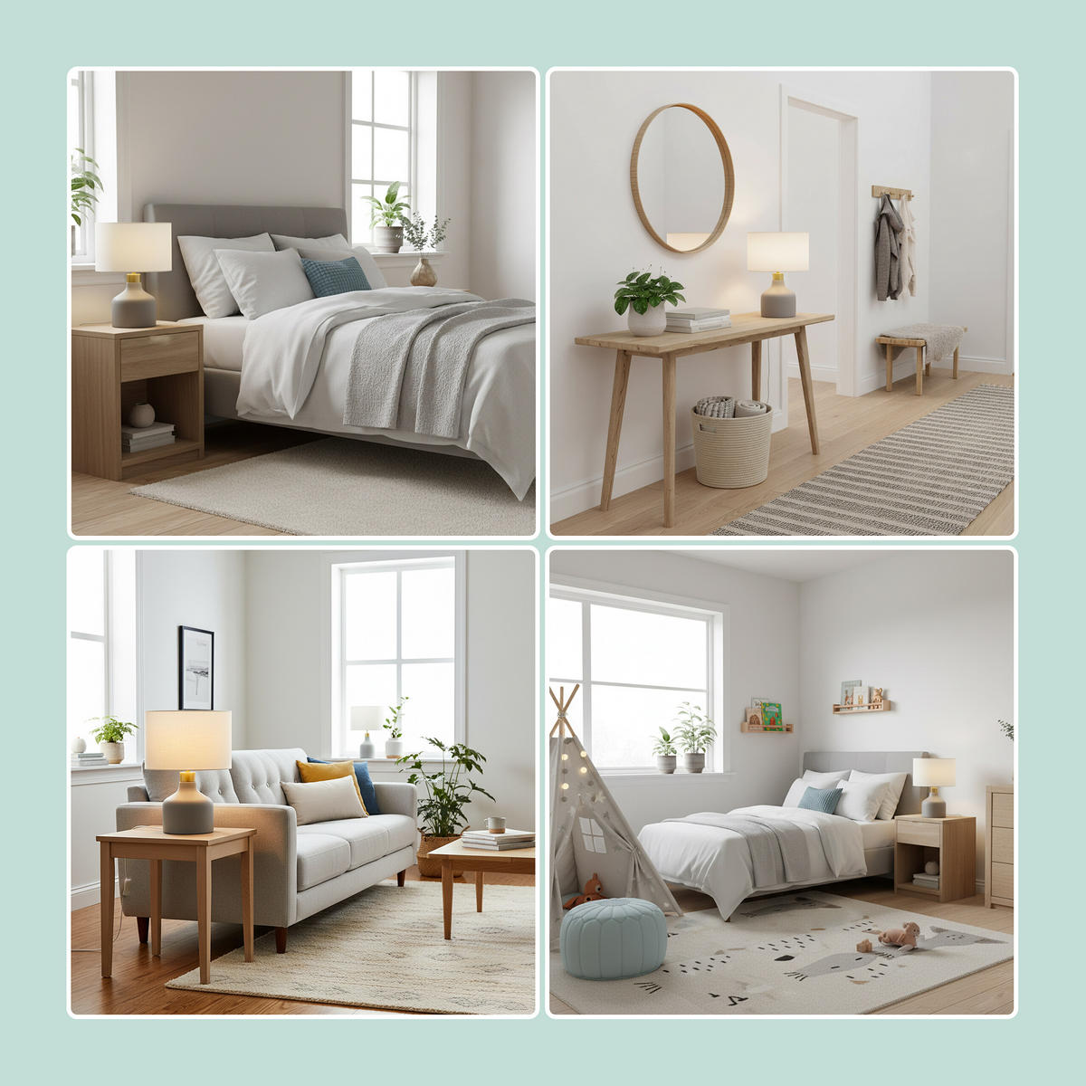 TISCHLAMPE - Multicolor, Stein/Textil (25/25/35cm) - Relaxdays