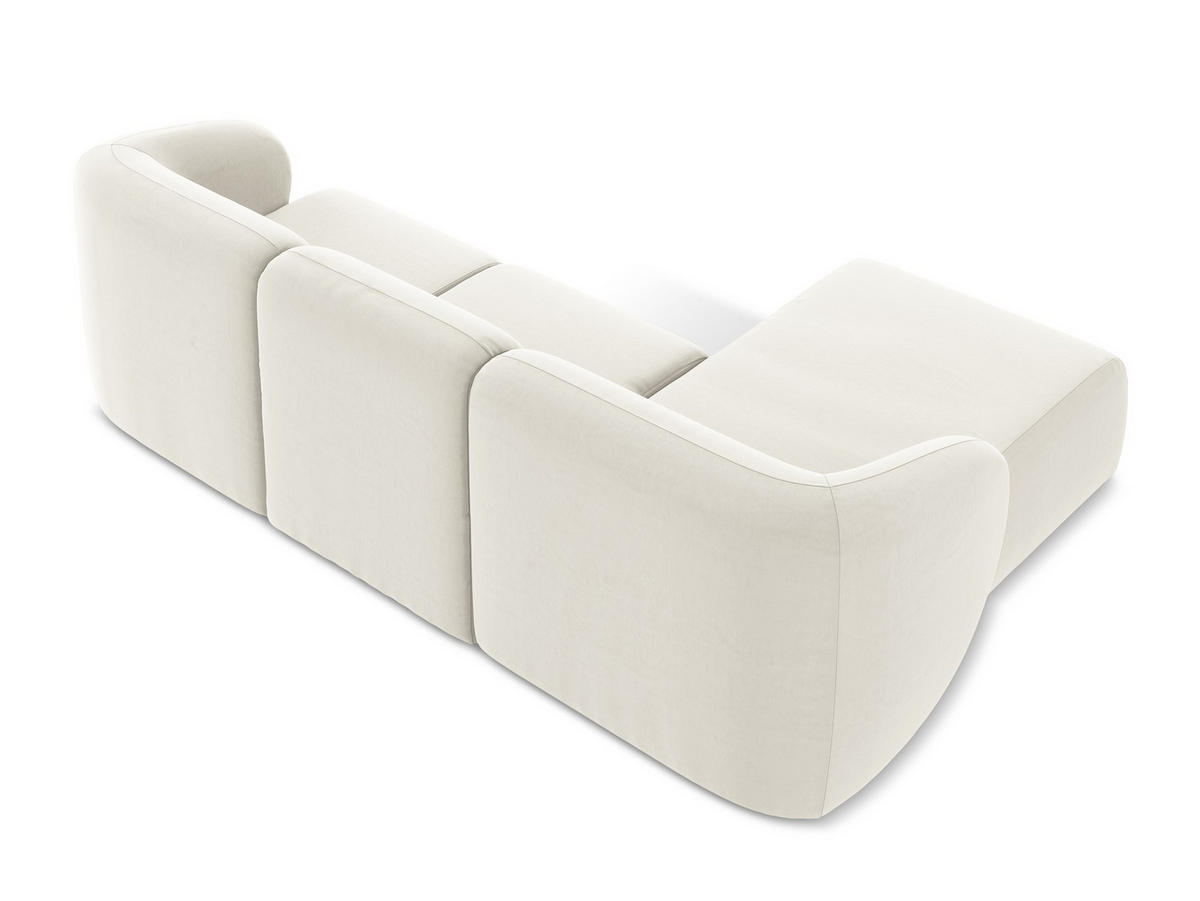 ECKSOFA Links Samt Stoff Beige - Creme/Schwarz, Holzwerkstoff/Kunststoff (248/166cm) - Makamii
