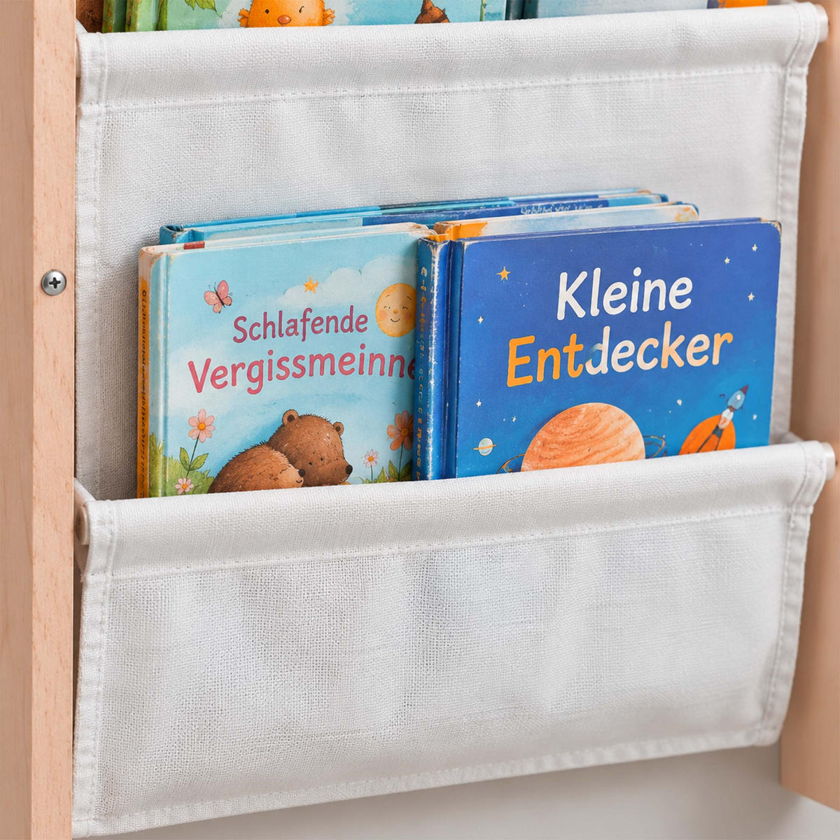 BIBLIOTECĂ natural alb copii - multicolor, compozit lemnos/material textil (44.5/80/6cm) - Relaxdays