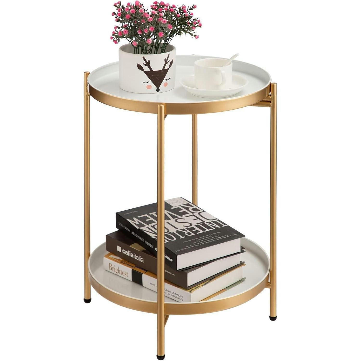 BEISTELLTISCH rund Metall Gold 37 x 48.5 cm - Goldfarben, Metall (37/37/50cm)