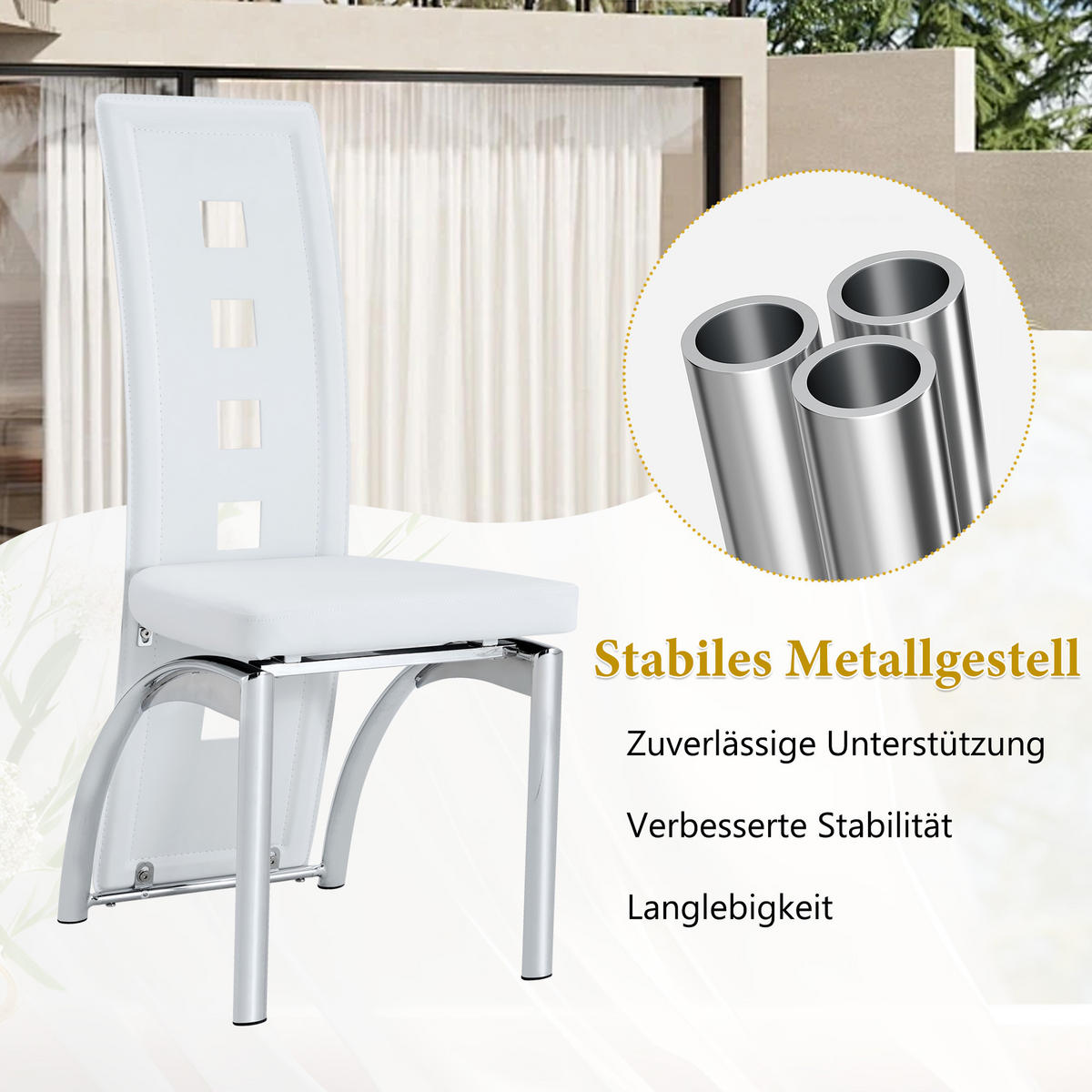 STUHL mit LED modernes Design Mehrfarbig 49x43x102.5 cm Leder 2er-Set - Multicolor, Leder (49/102.5/43cm) - SONNENH