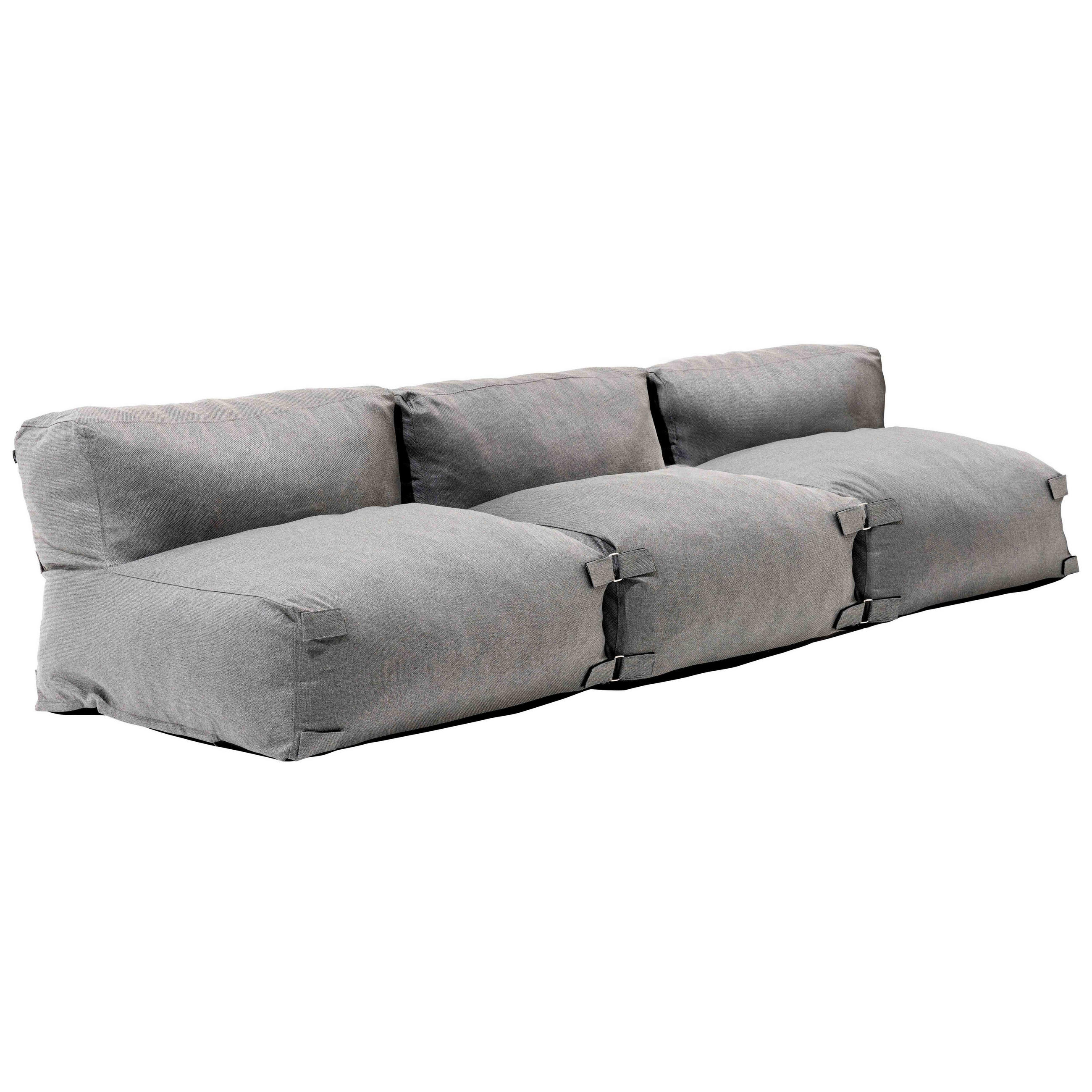 GARTENSOFA mit 3 Sitzplätzen, Grau - Grau, Textil - Oviala