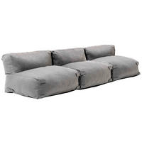 GARTENSOFA mit 3 Sitzplätzen, Grau - Grau, Textil - Oviala