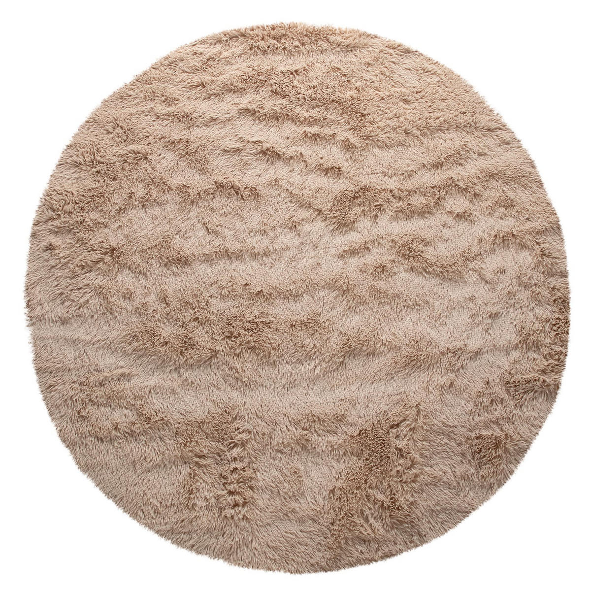 TEPPICH Hochflor Shaggy waschbar Unifarben Schlafzimmer schmutzabweisend Beige Rund 200D - Beige, Textil (200/200cm) - KADIMA DESIGN