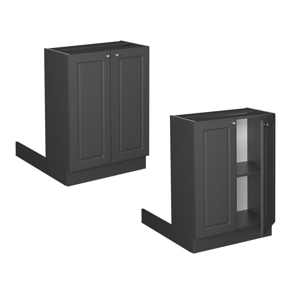 KUCHYŇSKÝ OSTROV Fame-Line Anthrazit-Gold Landhaus - antracitová, kompozitní dřevo (60/82/70cm) - Vicco