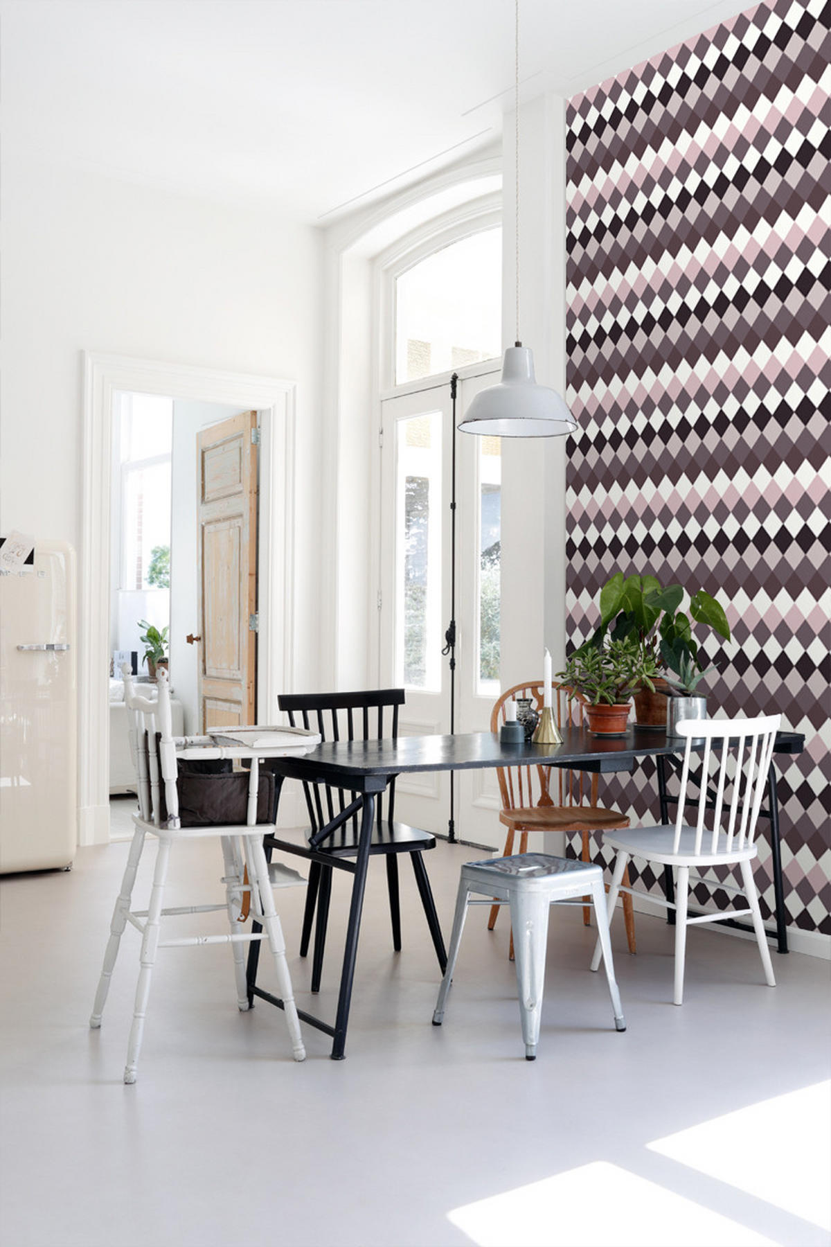 TAPETE Karomuster in Leinen-Optik 53 cm x 10.05 m - Lila, Papier (53/1000cm) - ESTAhome