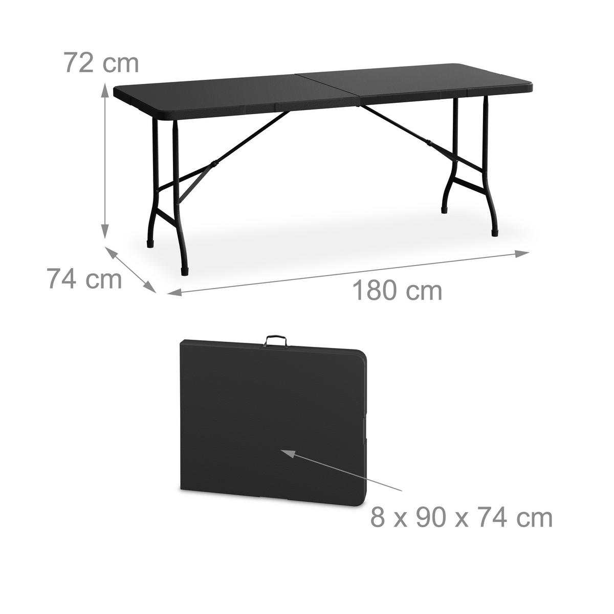 GARTENTISCH - Schwarz, Kunststoff/Metall (74/180/72cm) - Relaxdays