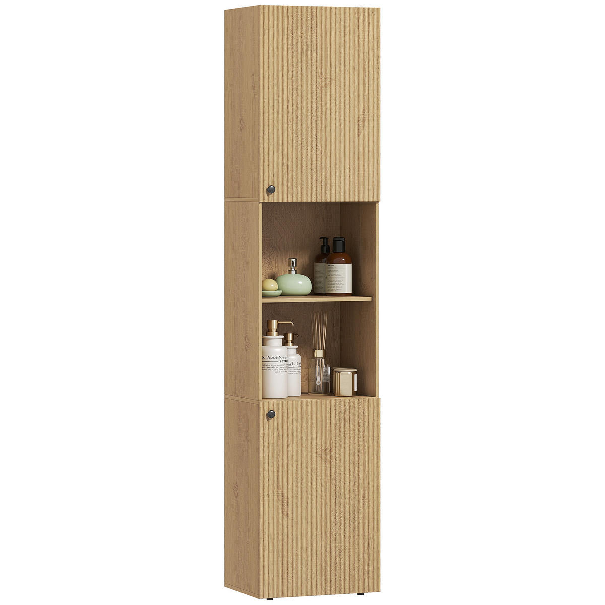 HOCHSCHRANK DE-08522 6 Ebenen mit verstellbaren Regalen Eichenfarben - Eichefarben, Holzwerkstoff (31/182/40cm) - ComfortXL