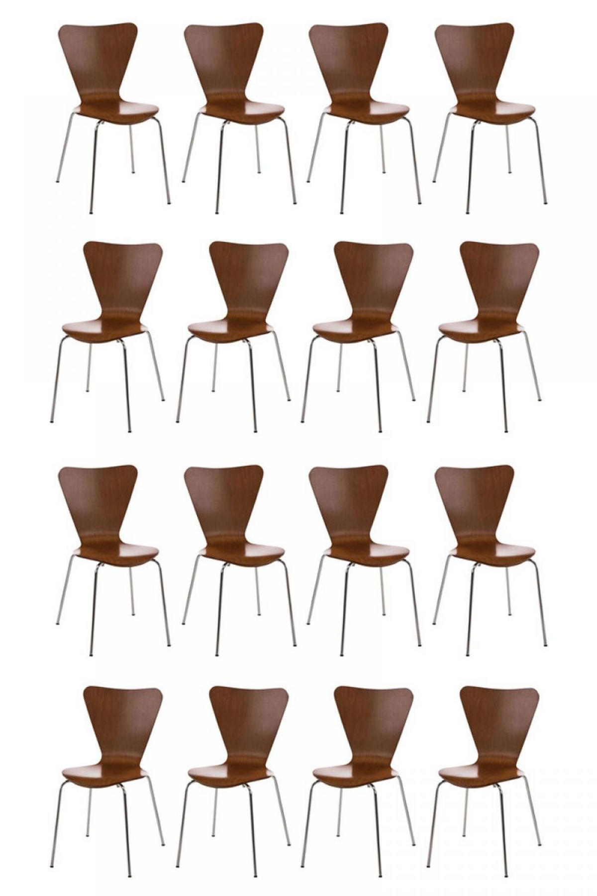 BESUCHERSTUHL 16er Set Holz braun - Braun, Holz/Metall (45/85/49cm) - CLP