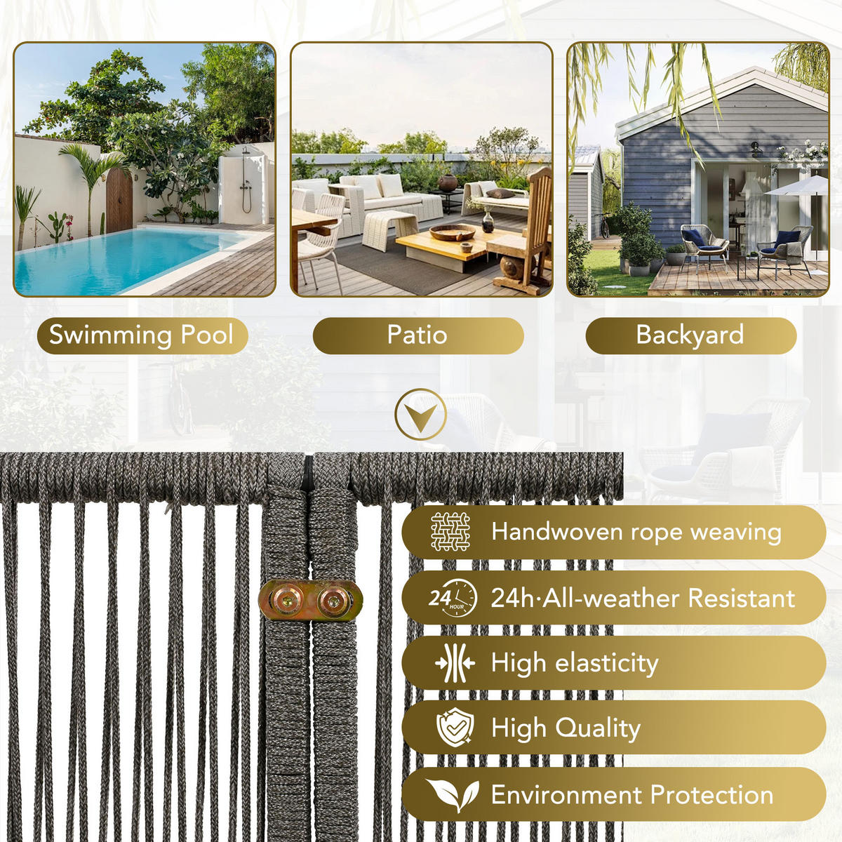 GARTEN Lounge Set 5teilig mit verzinktem Eisenrahmen grauem Seil Glastisch verstellbaren Füßen und Kissen Grau - Grau, Metall - FLIEKS