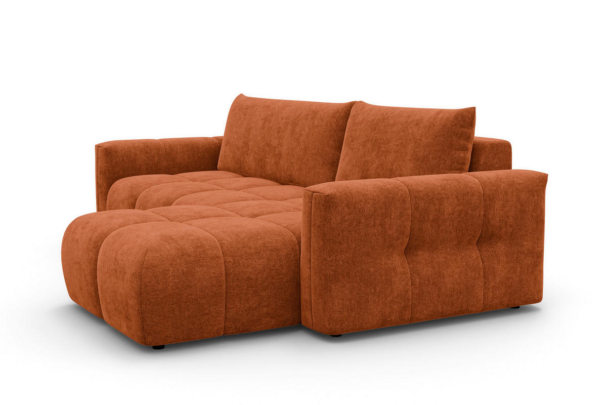 ECKSOFA VERONA 4-Sitzer rechts, Orange - Schwarz/Orange, Holz/Textil (266/173cm) - Courtois Laville